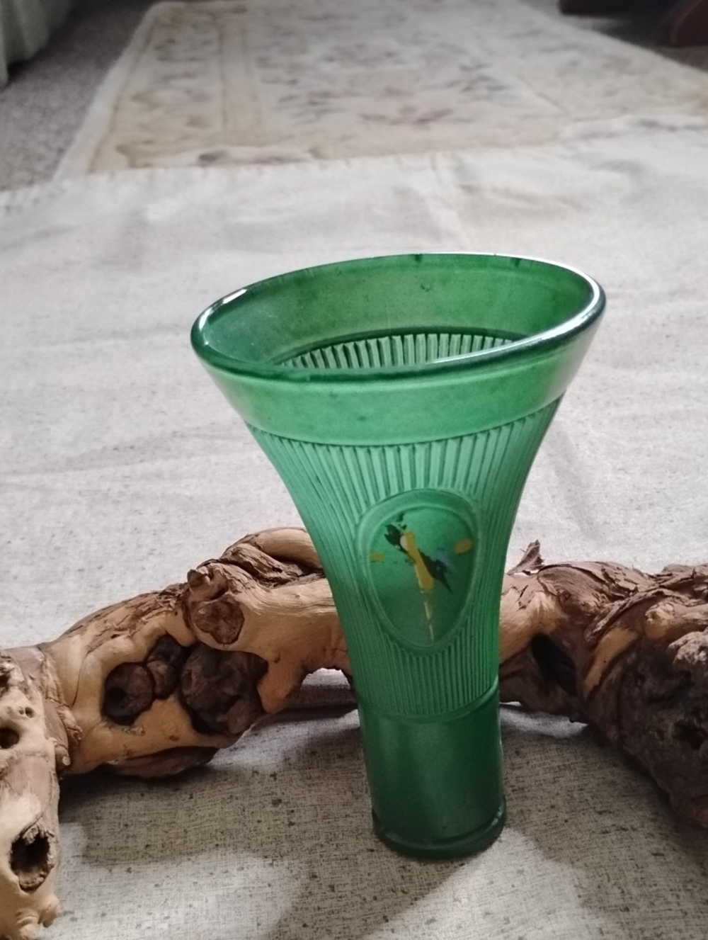 Vintage Green Art Glass Bud Vase